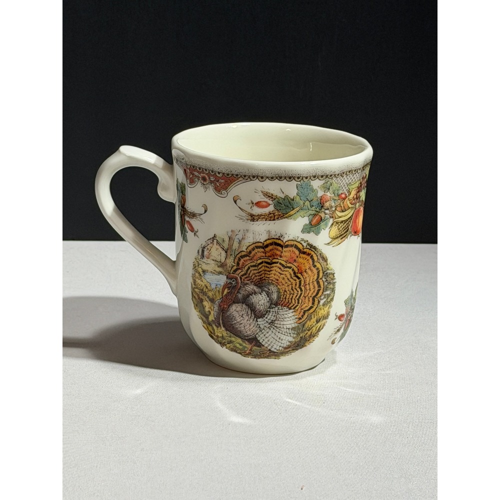 Queen's Harvest Bounty Turkey Coffee Mug Made in England Thanksgiving Fall Cup